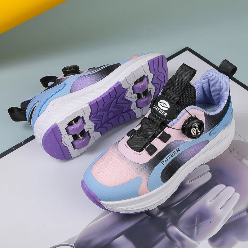Kids Two- Wheel Roller Skating Shoes With Light Magic Stick.   Walking Shoes  with Detachable Wheels.   Roller Skate Shoes For Teenagers