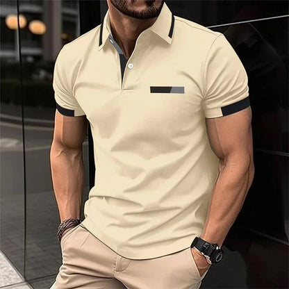 Men's Fitness, Casual Sports T-shirt for Gym,  Running,  Sports. Elastic,  Short-sleeved Polo Shirt, collar, Men's Slim Fit T-shirt