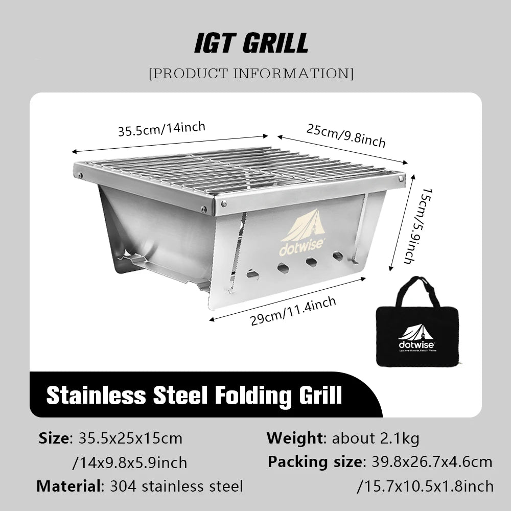 Camping Table Foldable Portable IGT Outdoor.  Table with Adjustable Height and Aluminum Alloy For Outdoor Barbecue Picnic Fishing. table in Black or Wood.  Grill Sold Separately.