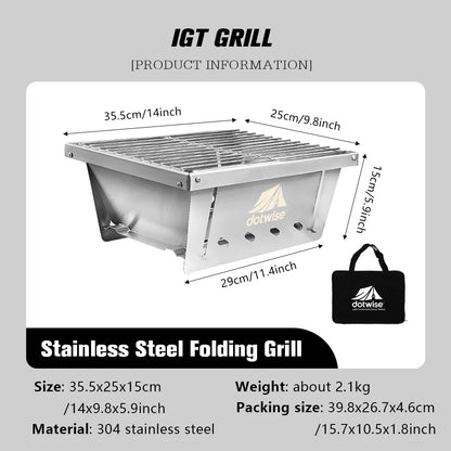 Camping Table Foldable Portable IGT Outdoor.  Table with Adjustable Height and Aluminum Alloy For Outdoor Barbecue Picnic Fishing. table in Black or Wood.  Grill Sold Separately.