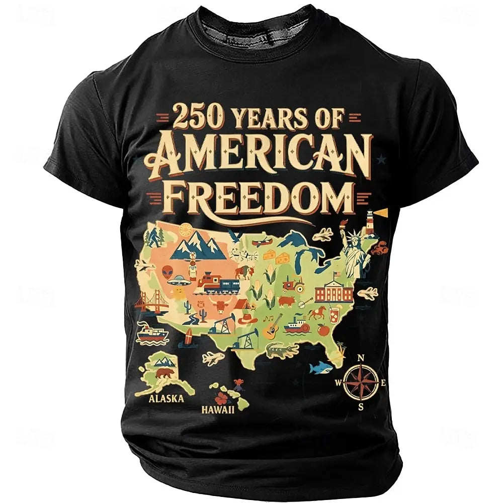 America 250th Birthday Eagle Flag 250 Years 1776-2026,  PRINTED Unisex Men's  and Womens T-Shirt, Casual  Vintage -style Clothing