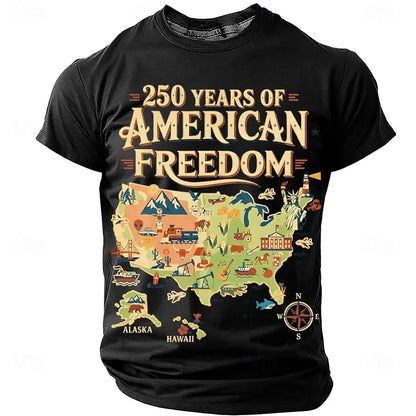 America 250th Birthday Eagle Flag 250 Years 1776-2026,  PRINTED Unisex Men's  and Womens T-Shirt, Casual  Vintage -style Clothing