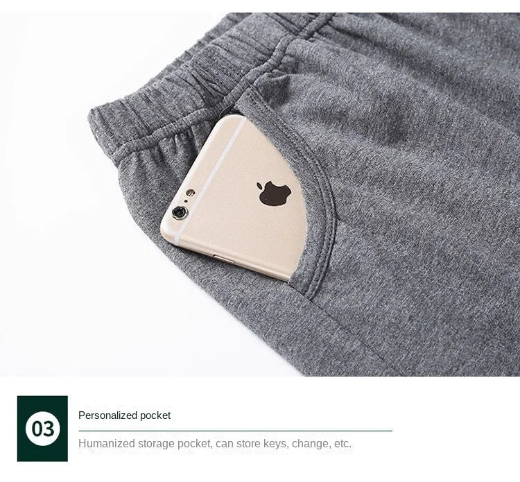 Shorts Men Pajama Pants. Combed Cotton Casual Summer Home Sports Cropped Pants.  Thin Home Shorts,  Solid Sleeping Pants