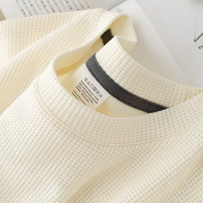 Men's New Dressy Summer Waffle  Sweater with Round Neck,  Short Sleeve T-Shirt,  Comfortable,  Breathable Fabric for Dressier for Casual Wear