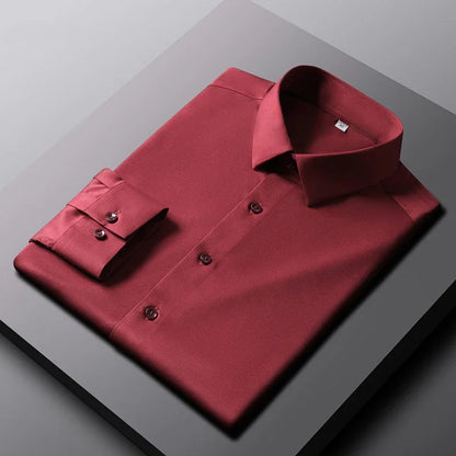 Men's Casual and Fashionable Long Sleeved Solid Shirt  in colors.  Non- Ironing and Wrinkle -Resistant for  Business