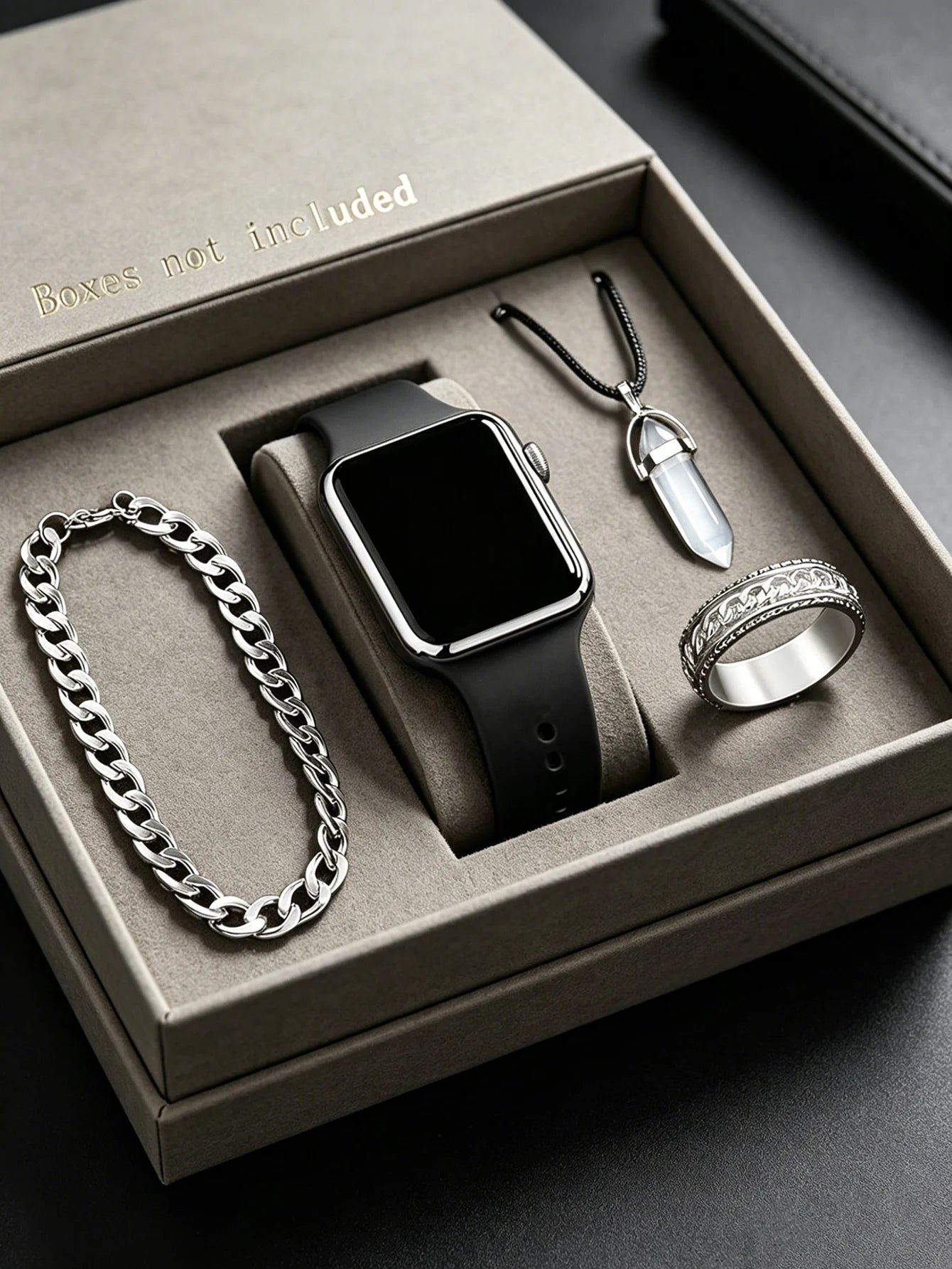 Men's LED Square Watch And 3 pieces of Jewelry Set  for Gift or just because.   Not a  " Smartwatch" (BOX  Not Included) SEVERAL CHOICES
