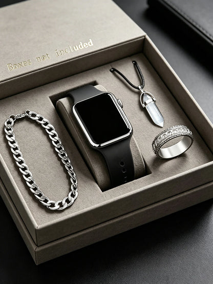 Men's LED Square Watch And 3 pieces of Jewelry Set  for Gift or just because.   Not a  " Smartwatch" (BOX  Not Included) SEVERAL CHOICES