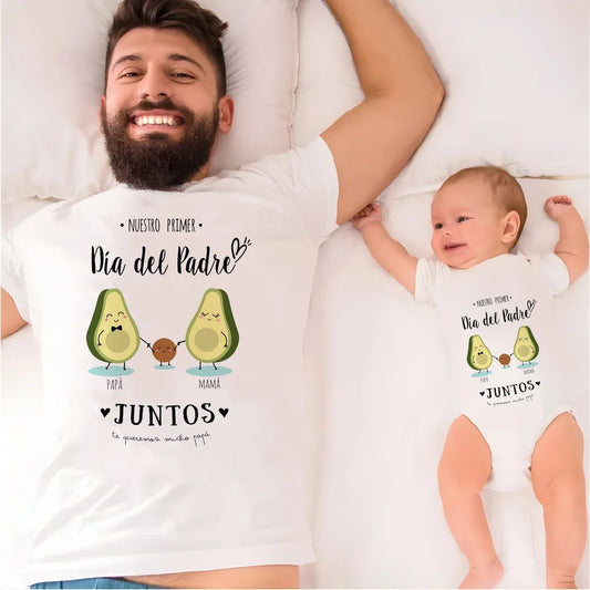 Our First Father's Day Together,  Family Matching Outfit.   Infant Romper+Daddy T-Shirt Family Clothing . Fathers Day Best Gifts