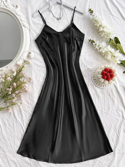 Elegant Women's Nightdress.   Sexy,  Comfortable Long Slip Dress Solid Color.