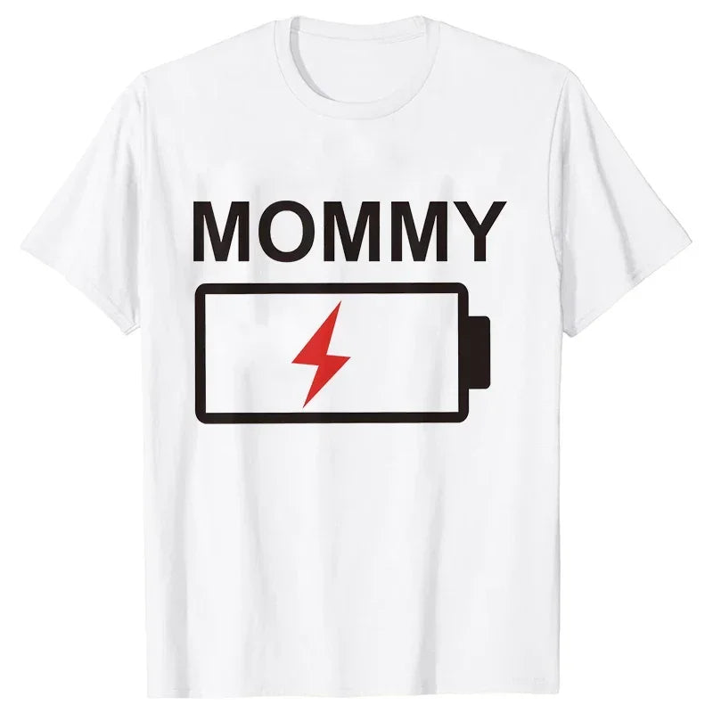 Battery Print T-Shirt Daddy,  Mommy,  Daughter,  Son,  Baby, Matching Family Clothes, Dad Mom and Me,  Kids , Baby Classic Tees