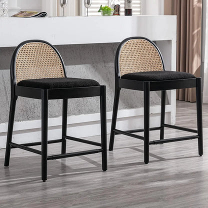 Modern Linen Counter Stools,  Set of 4, 26 Inch Seat Height,  Counter Height Barstools Upholstered.   Bar Stools with Oval, Customized