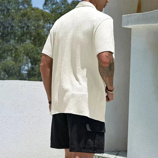 Men's Casual Shirt Summer Short Sleeve Male Clothing Hip Hop Streetwear Plus Tops Black White Tee Fashion Baggy Shirt For Men