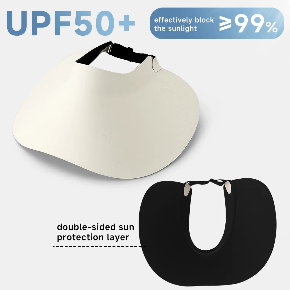 Women's Sun Top Hat with UV Protection, Seamless One-Piece Visor, Wide Brim for Full Shade, Hollow Top Sun Cap.  IVORY is Available and Just a few Brown.