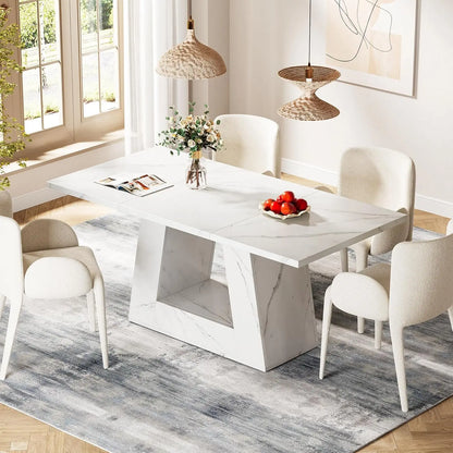 Dining Table for 4 to 6 People,Rectangular Dining Room Table,  with Sturdy Base for Kitchen, Living Room use