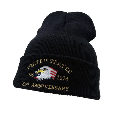250th Anniversary USA Knit Hat.  Warm, Cozy Embroidery Beanie for Women /Men, 250 Year American Anniversary Merchandise