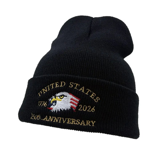 250th Anniversary USA Knit Hat.  Warm, Cozy Embroidery Beanie for Women /Men, 250 Year American Anniversary Merchandise