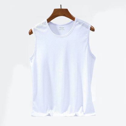 Men's Ice Silk Mesh Tank Tops,  Gym Stringer, Transparent Bodybuilding Sleeveless Shirt  for Fitness.