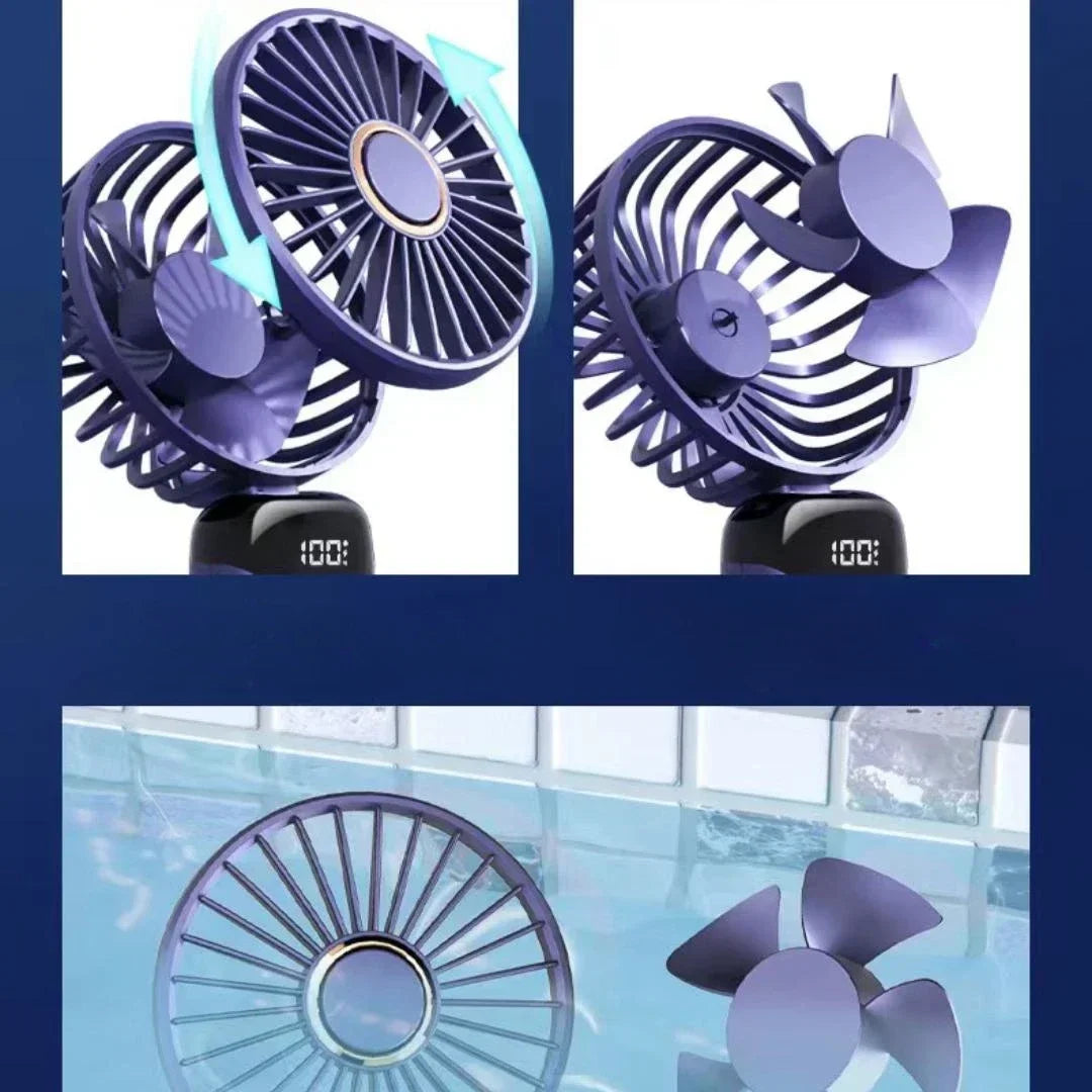 Portable Handheld Personal Rechargeable Fan with  LED Digital Display.  90°Adjustable, 5 Speed Wind Mini Aromatherapy