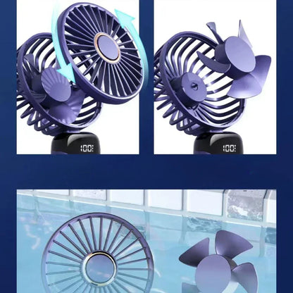 Portable Handheld Personal Rechargeable Fan with  LED Digital Display.  90°Adjustable, 5 Speed Wind Mini Aromatherapy