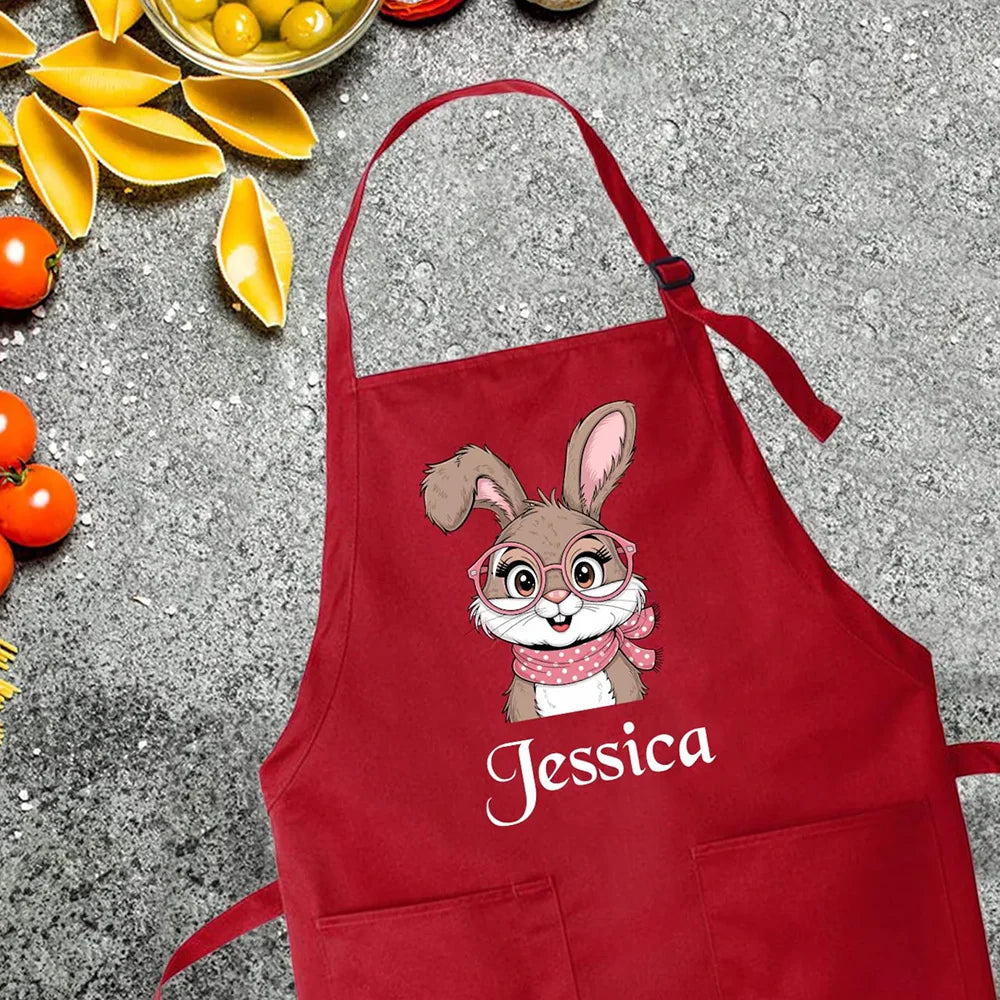Personalized Easter Bunny Children's Apron, Spring Kitchen Supplies,  Holiday Home Decoration Love Baking for Kids, Cute Easter Gift