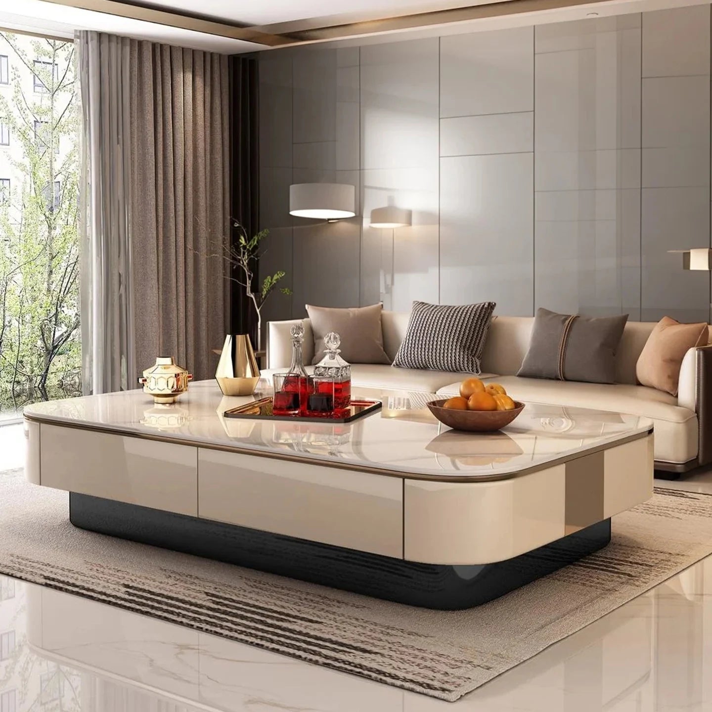 Italian Luxury Coffee Table for Living Room. Modern,  Clear Mechanism for Coffee Table. Aesthetic Unique Lounge Suite Furniture