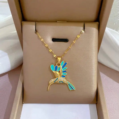 Exquisite Micro Inlaid Zircon Butterfly Tassel Necklace For Women and MOTHERS DAY Gift.   Stainless Steel,  Clavicle Choker Jewelry