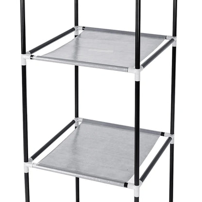 64" Portable Closet Storage Organizer.  Wardrobe  with Clothes Rack Gray Shelves