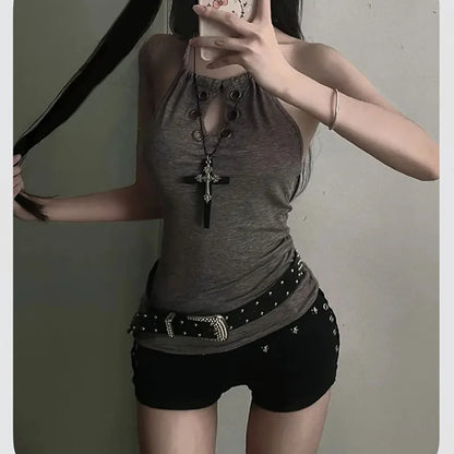 Womens Summer Vintage,  Casual, Sweet/ Spicy Tees.   Sleeveless Aesthetic Slim Fit Tank, Crop Tops
