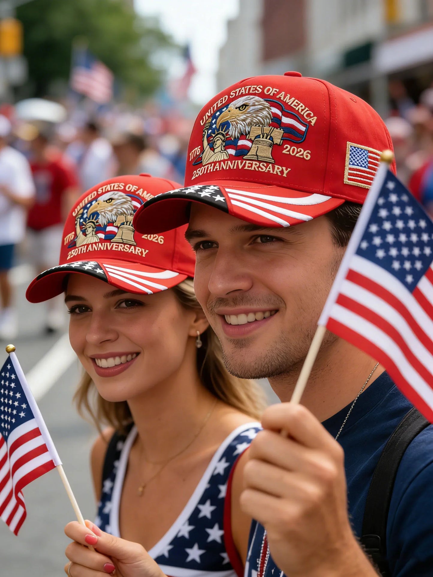 250th Anniversary USA  Hat,  Embroidered Patriotic Baseball Cap,  1776-2026 Independence Day,   Adjustable Hat for Men /Women