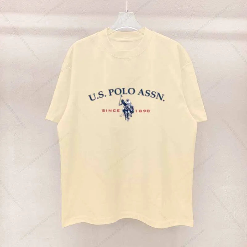 Simple Style Men's Cotton T-shirt  with Polo Letters of Graphic Printing.  Casual Round Neck Men's Short-sleeved Top.  Free Shipping