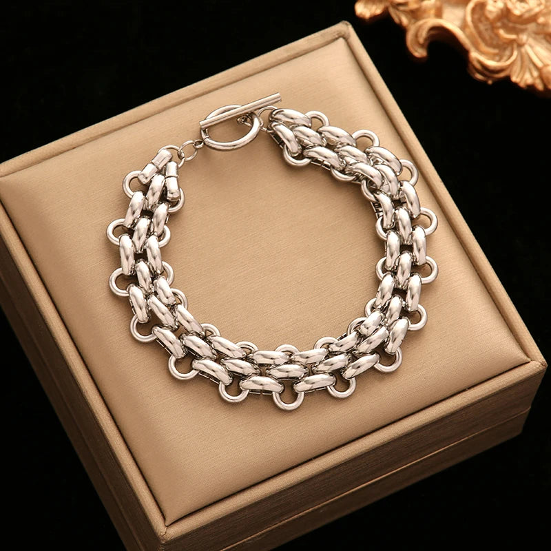316L Stainless Steel Gold Color Cuban Chain Bracelet For Women /Men/Couples.  Trendy  Waterproof Wrist Chain Jewelry Gift