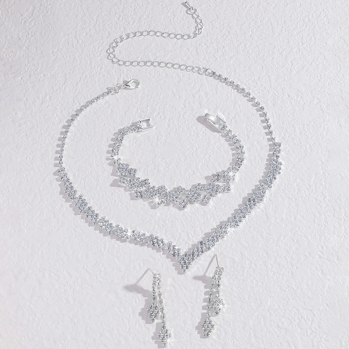 Fashionable silver plated rhinestone folding tassel earrings, necklace bracelet for weddings, Holidays, any Special Occasion such as Mothers Day!