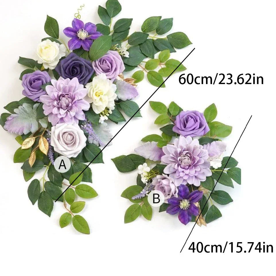 Artificial Wedding Arch Flowers Kit Boho Dusty Rose Blue Eucalyptus Garland Drapes for Wedding Decorations Welcome Sign