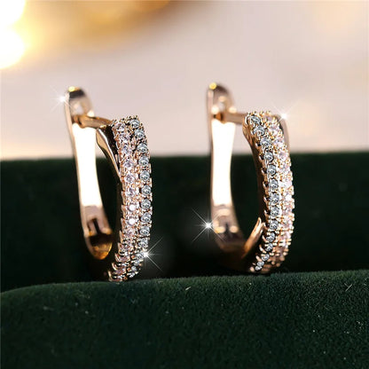 Luxury Female Red Zircon Stone Clip Earrings Charm Gold Color Weddings, MOTHERS DAY, and everday wear Jewelry For Women