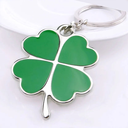 1pc Creative Lucky Four-Leaf Clover Keychains.  Couple Bag Charms,  Accessories, Metal Foliage Shape Car Key Ring Party Gift