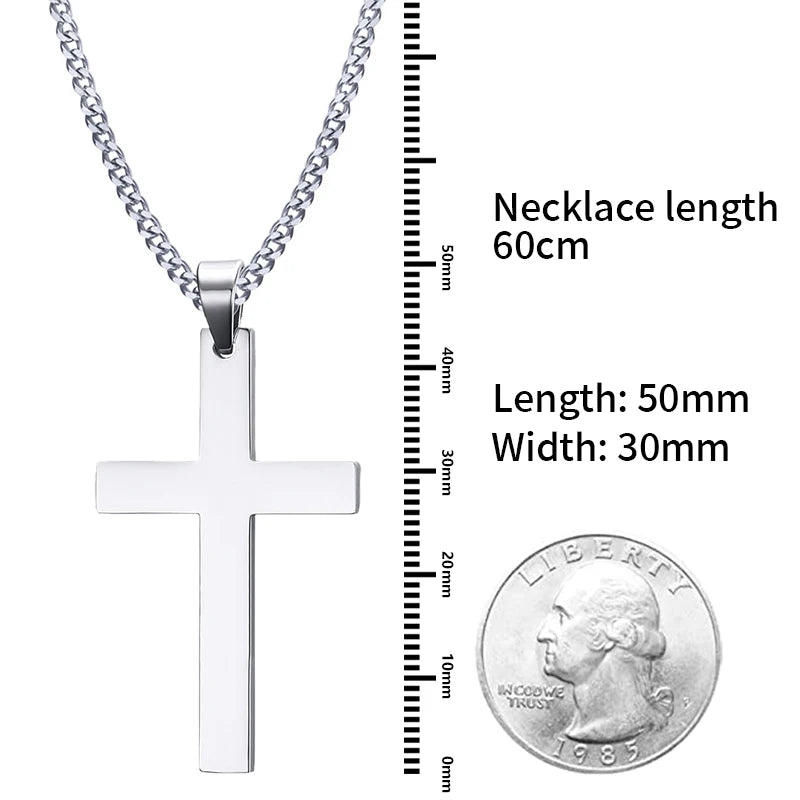 Fashion Stainless Steel Cross Pendant Necklace For Women /Men Link Chain Charm Necklace.  Boys /Girls Jewelry Gift.    Bllck is gone but silver and gold are available.