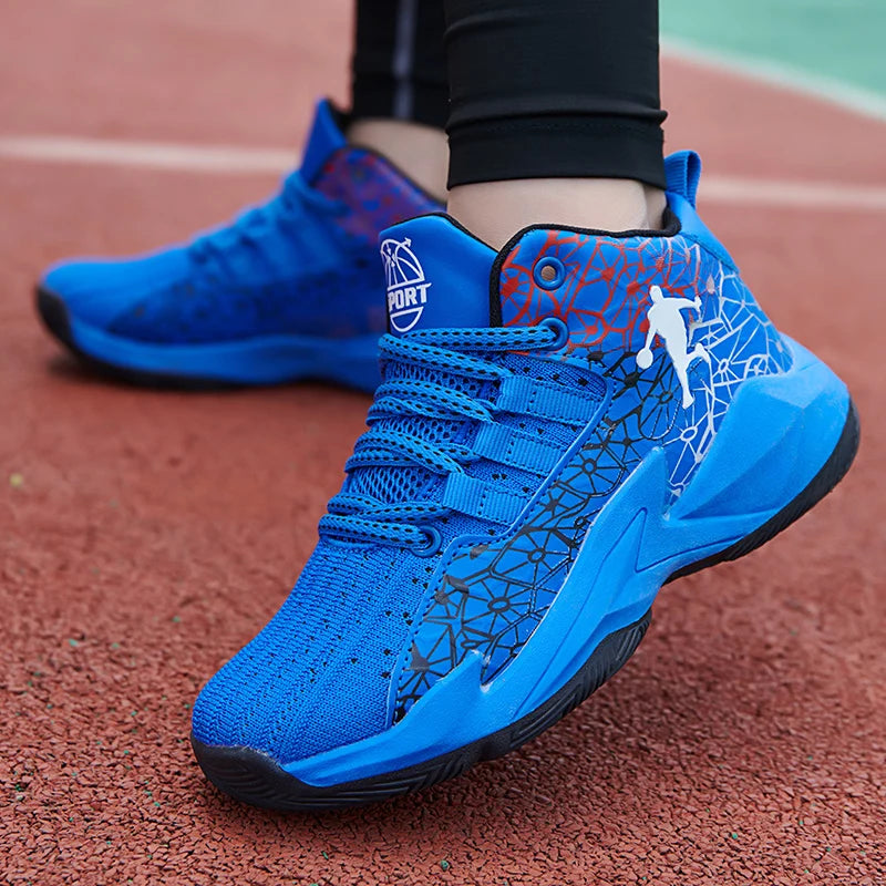 Children‘s Basketball Shoes, Non-slip, Breathable Basketball Training Sneakers,  Lace-up Boys Girls Basketball  Athletic Shoes