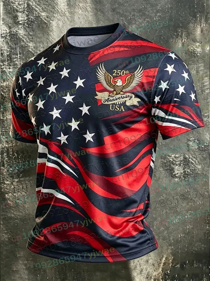 America 250th Anniversary 3D Print Mens TShirt USA Flag 1776–2026 Patriotic American Independence Day Apparel  and any other Patriotic Holiday, or everday just because.