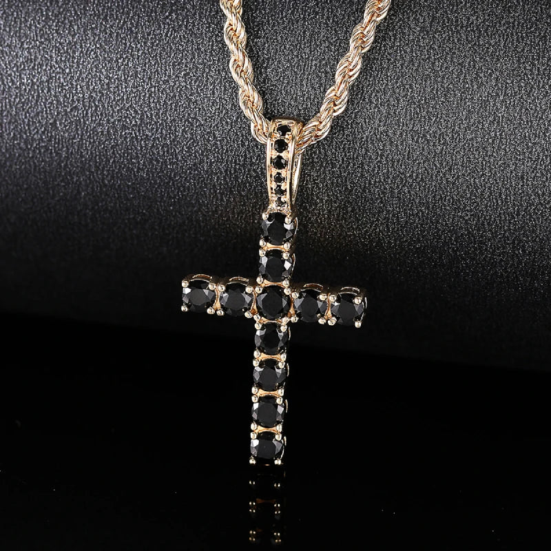 60Cm Twisted Chain Long Necklace for Women/Mens  Fashion Luxury Cubic Zirconia Cross.   Pendant Necklace Gift.