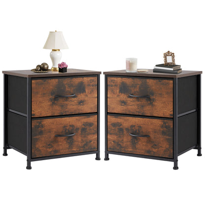 Bedside Nightstand  for Coffee,Tea. Table Storage  for Closet,  2 Fabric Drawers.