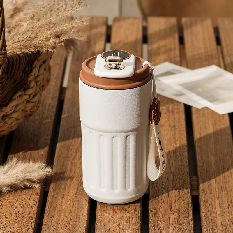 Intelligent Digital LED Temperature Display Coffee Cup.   Stainless Steel Thermo Bottle Keeps Cold and Hot, Thermal Mug Sports Cup
