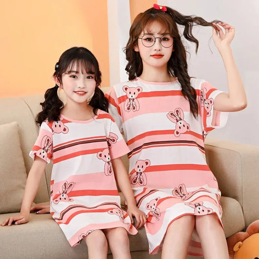 New Women's Nightgown Children's Clothing Cotton Home Casual  For Girls Kids Sleepwear