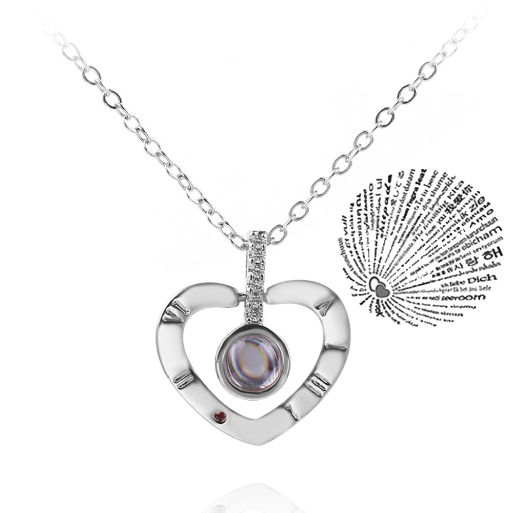 Projection Necklace 100 Languages  for I Love You. Pendant Necklaces For Lover Girlfriend, Creative, Couples Romantic Jewelry Gifts