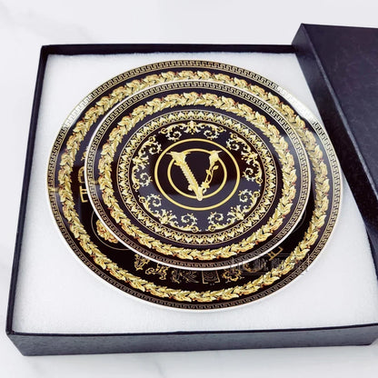 Vintage Ceramic Dinner Plate 8 Inch /10 Inch Creative Bone China.   Western Steak, Dessert,  Salad Plate, Gift Box Set for this pattern.