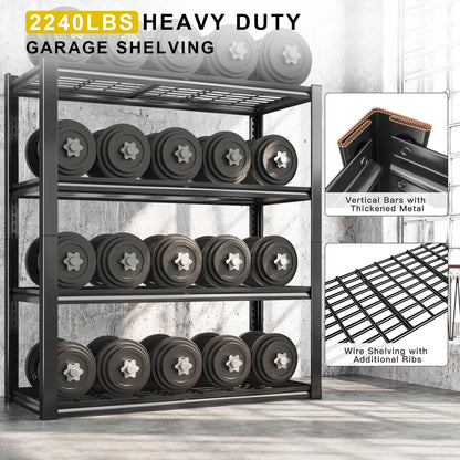 Sturdy 4-Shelf Garage Storage Unit, Supports Up to 2240 Pounds - Dimensions: 40" Wide X 19.5" Deep X 59.5" High