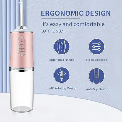 USB Portable Oral Irrigator,  Water Flosser,  Dental Water Jet Tools, Pick Cleaning Teeth 200ML,  4 Nozzles for Mouth Oral Cleaning