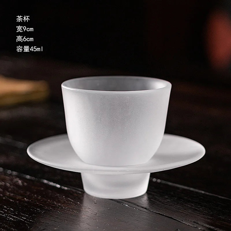 High-end Transparent Thick Glass Tea Tureen,  Tea Maker,  Dispenser,  Cover Bowl,  Tea Bowl With Saucer Set