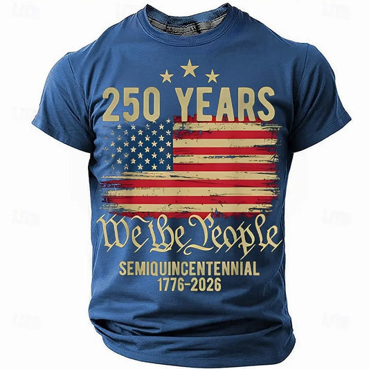 America 250th Birthday Eagle Flag 250 Years 1776-2026,  PRINTED Unisex Men's  and Womens T-Shirt, Casual  Vintage -style Clothing