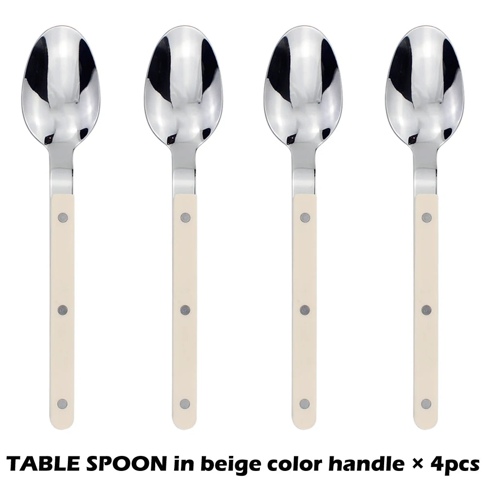 Fashionable Design Top Mirror Polishing Cutlery Sets of Stainless Steel 18/8(304) ABS Handle With Rivets Silverware Set For Kitchen and everday  serving