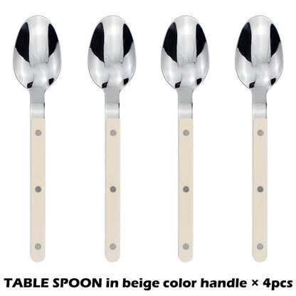Fashionable Design Top Mirror Polishing Cutlery Sets of Stainless Steel 18/8(304) ABS Handle With Rivets Silverware Set For Kitchen and everday  serving